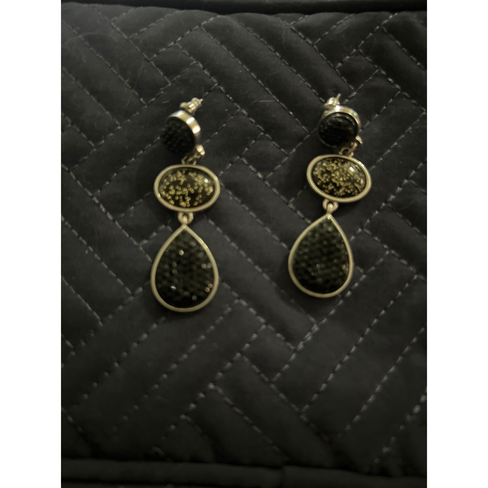 Dangle Drop Earrings‎ Black Rhinestone Glam Statement Jewelry